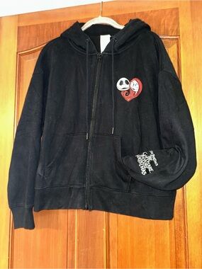 Disneyland Black Zip Hoodie Featuring Jack & Sally